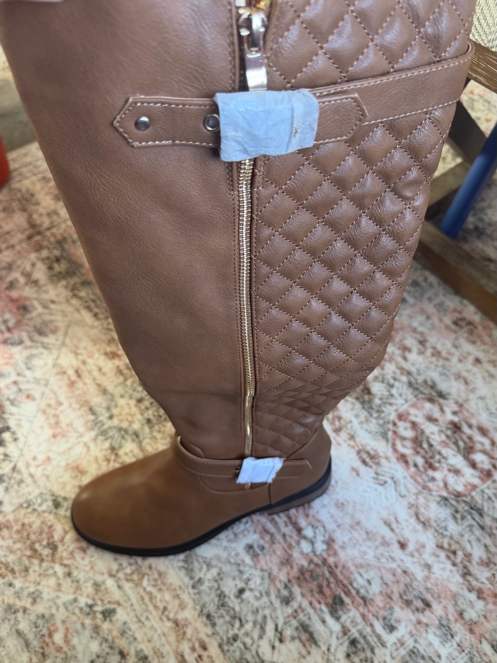 Dream Pairs Quilted Over-the-Knee Boots in Brown